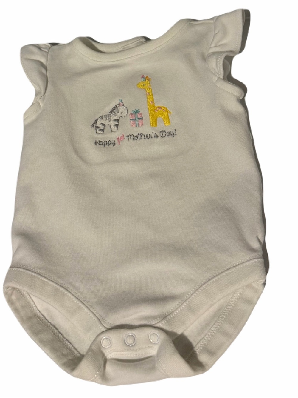 Gymboree Bodysuit with Yellow Giraffe & Zebra Embroidery 1st Mother’s Day